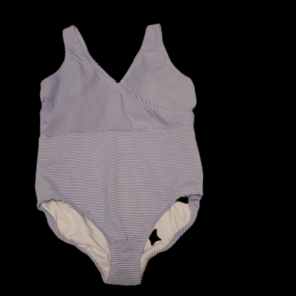NWOT Lands’ End Pin-Stripe One-Piece Swimsuit - Picture 1 of 4